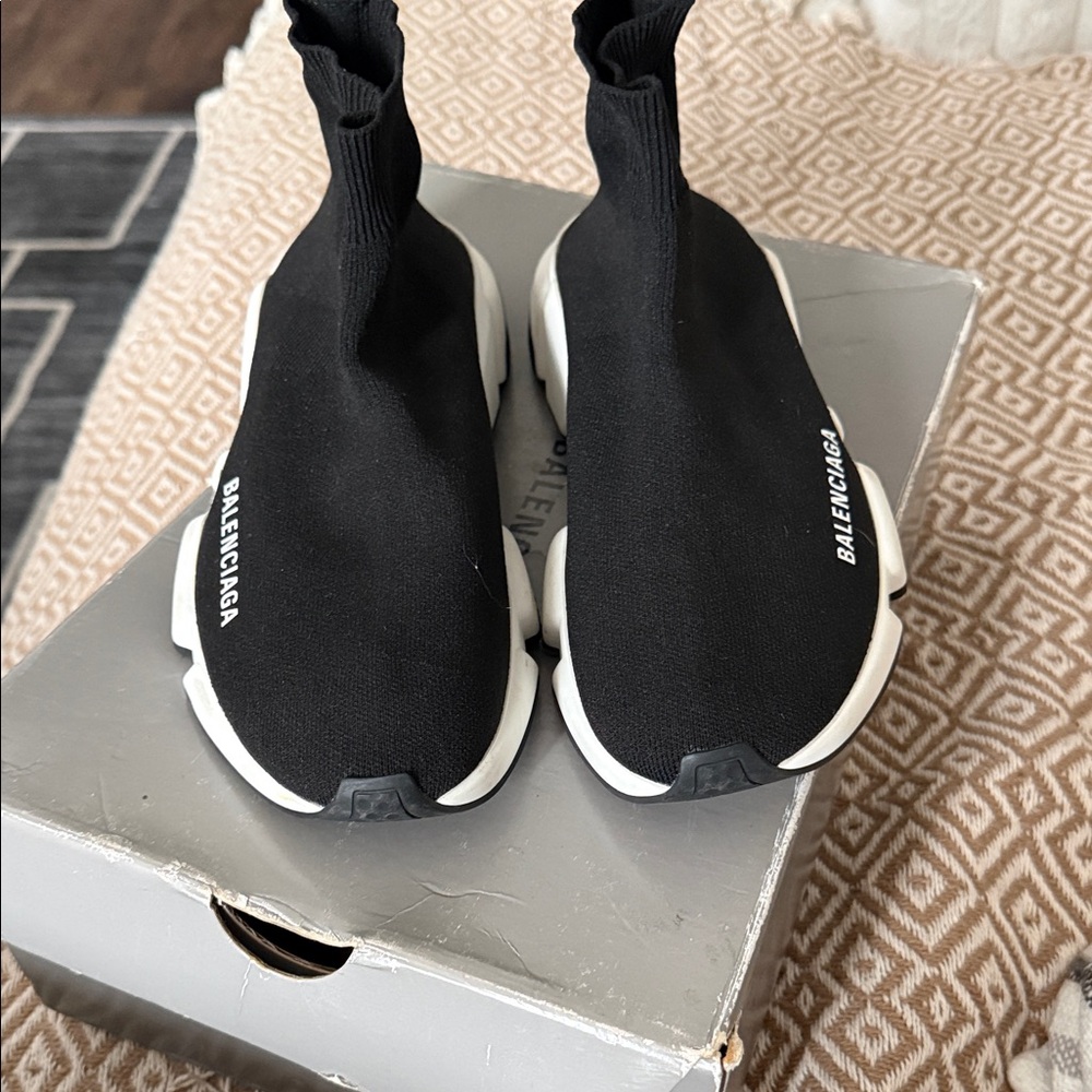 Balenciaga Women's Black and White Sock Sneakers - Picture 3 of 6